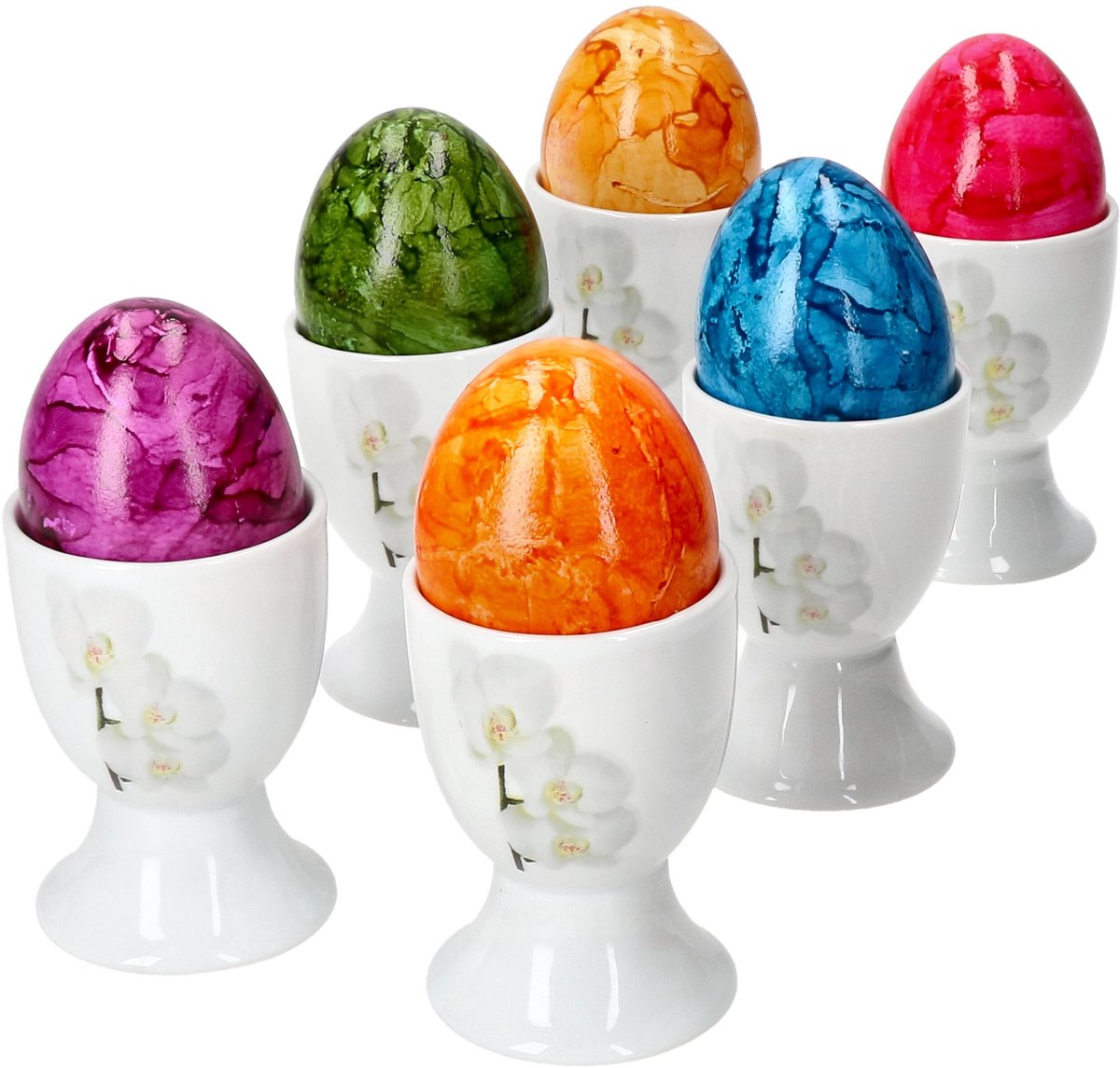 Set van 6 Vanda eierdopjes 6 personen witte orchideeën - 6 x eierdopjes