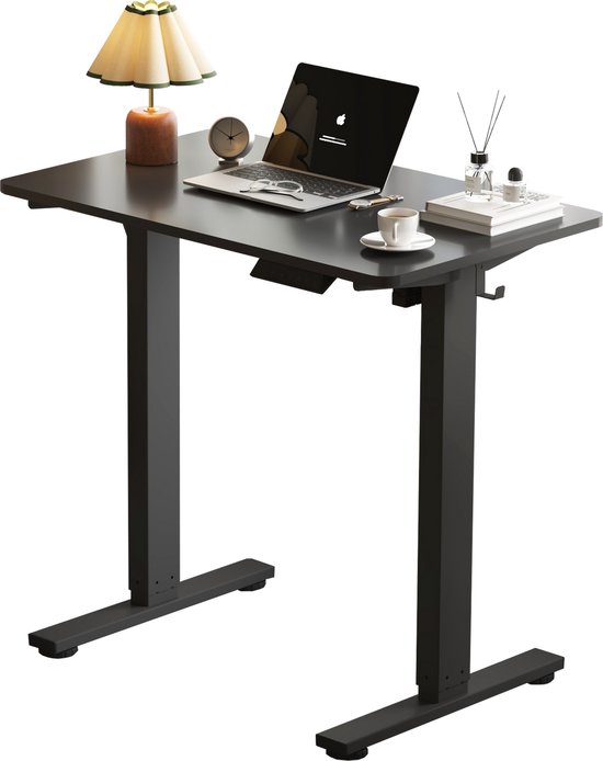 Worktrainer MiniDesk Zwart | In hoogte verstelbaar bureau | Elektrisch | Ergonomische zit-sta tafel | Perfecte Home office & kantoor werkplek | Met Memory bediening – Hoogte: 73–118 cm