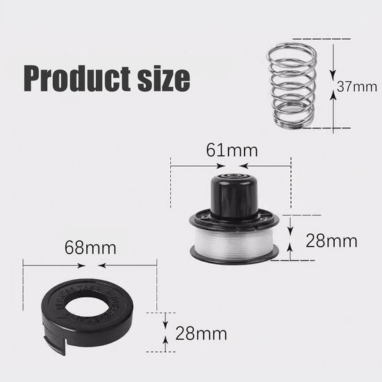 Trimmerspoel voor Black Decker GL250/GL310/GL360 grastrimmer van HQ. — afbeelding 3