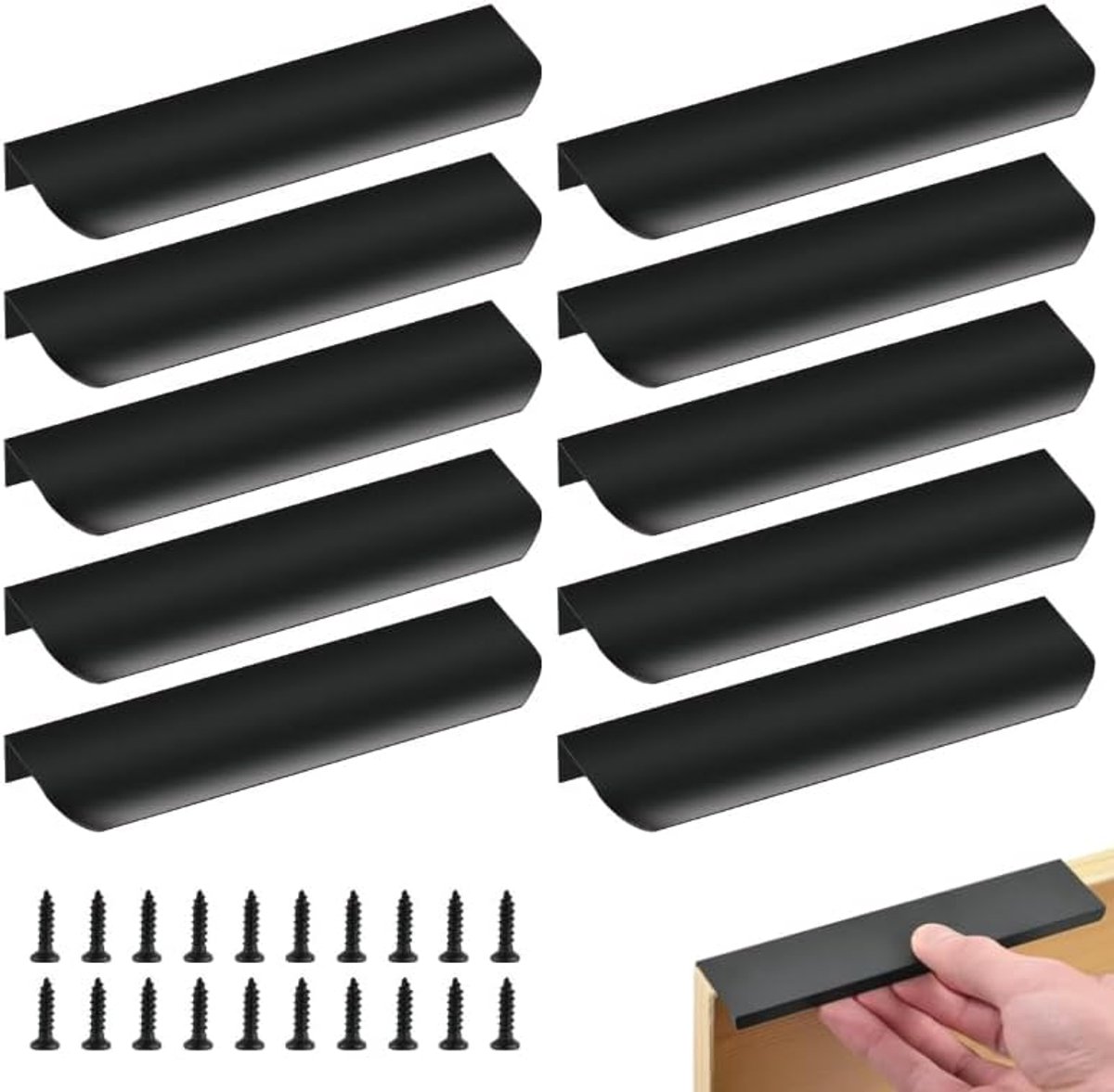 Ibenzoa® Discrete Zwarte Scharnier Set – 10 Stuks, 80mm, Voor Diverse Applicaties