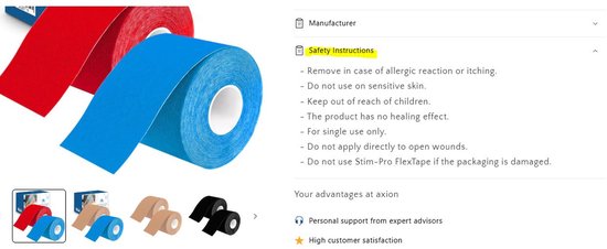 Rode en blauwe rollen kinesiologie tape.
