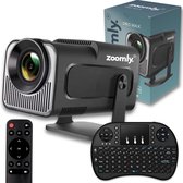Zoomly® Pro MAX Beamer - Projector - Mini Beamer - Full HD 1080p - Ondersteund 4k - Home Cinema - Android 11.0 - WiFi 6 & Bluetooth 5.2 - 10.000 Lumen - Zwart - Incl. Smart Remote