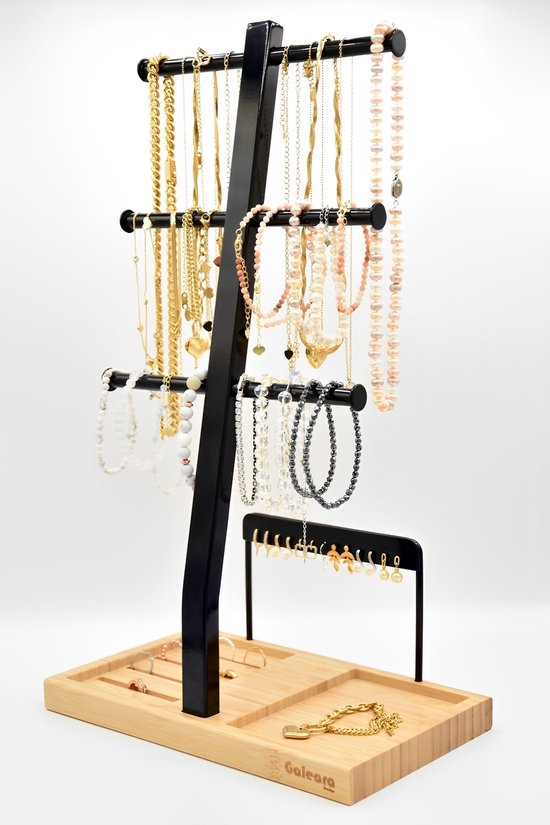 Sieradenhouder Zwart extra hoog- Sieradenrekje Voor Kettingen Opbergrek Sieraden - Sieradenrek Galeara design® Viva Zwart hoog