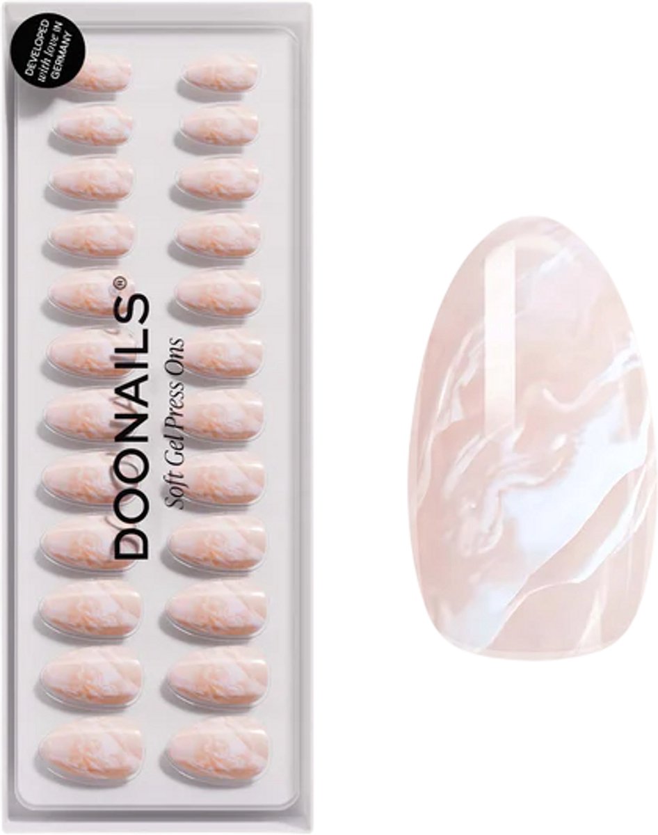 Doonails - Soft Gel Press Ons - Nude Marble Short
