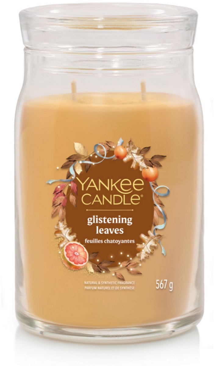 Yankee Candle Glistening Leaves Large Geurkaars - 90 branduren - 2 lonten Geel