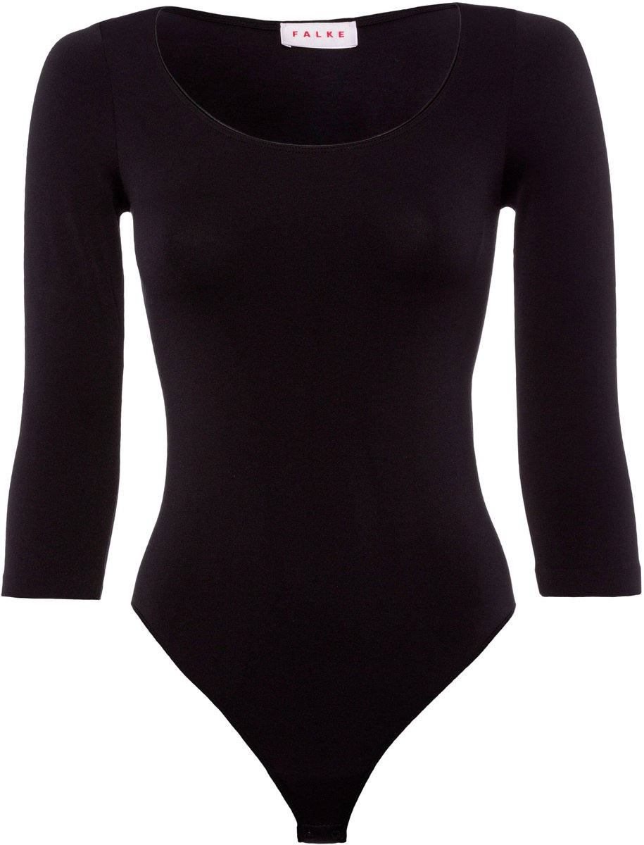 FALKE Stringbody lichaam met lange mouwen katoen body dames zwart - maat L 44-46