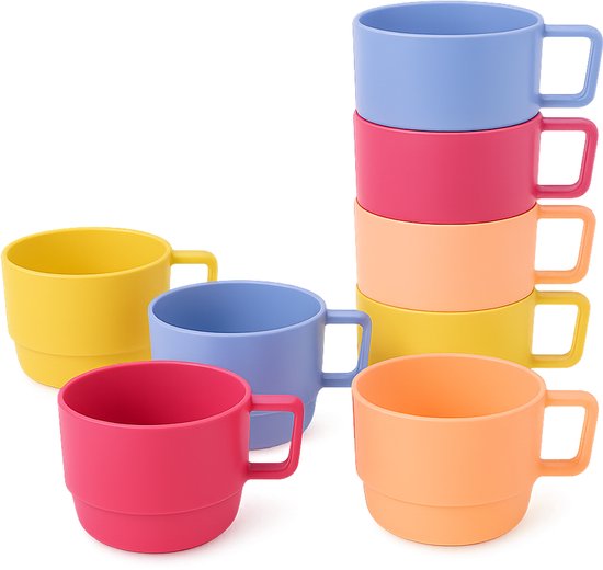 12 x Kunststof onbreekbare drinkbekers - BPA-vrij - 6 kleuren