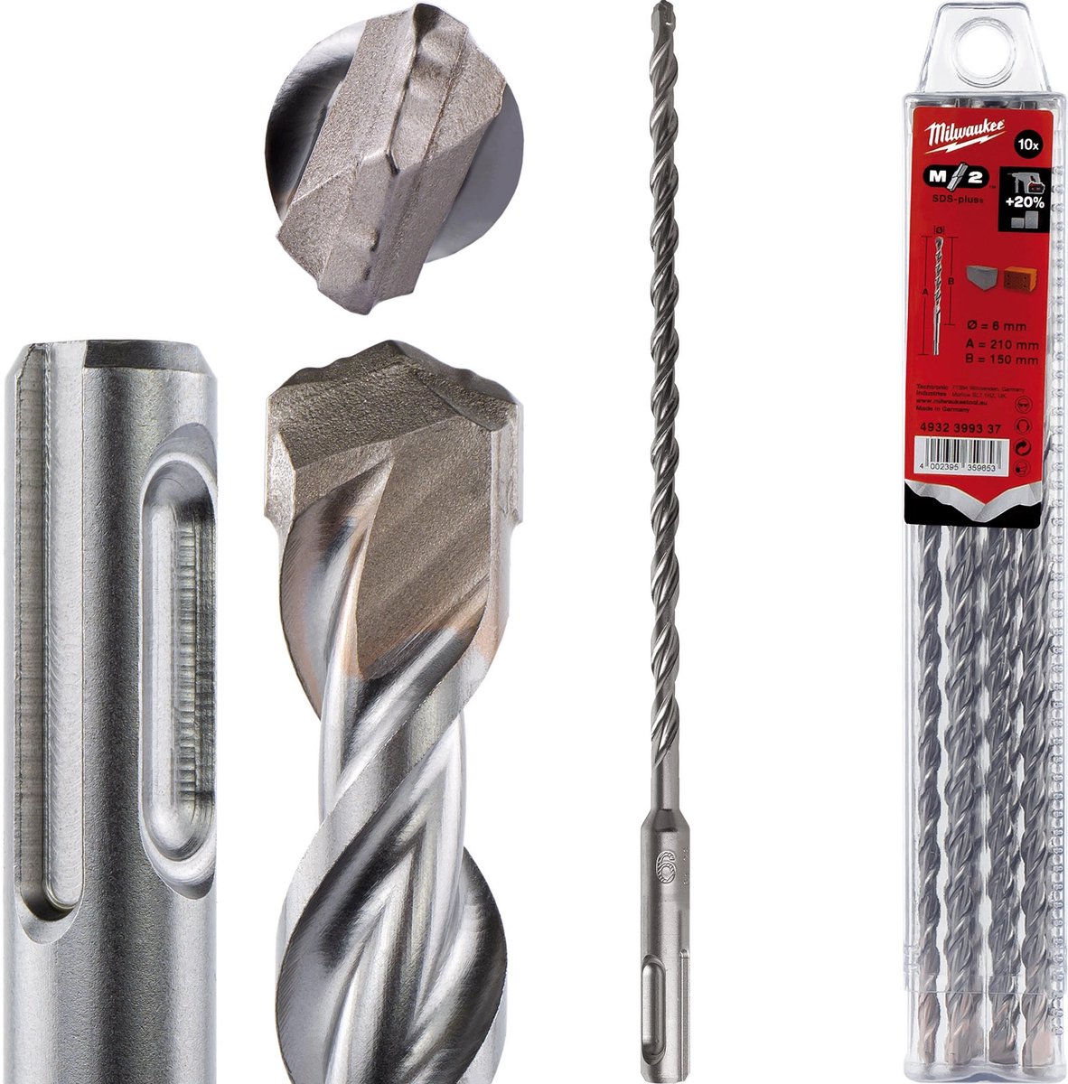 Milwaukee SDS-plus hamerboren - 2-kanten snijdend / 10 stuks SDS-Plus M2 6 x 210-10 stuks - 4932399337