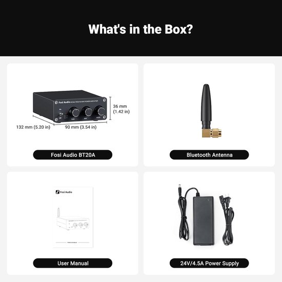 Fosi Audio BT20A - Versterker Stereo HiFi - Bluetooth 5.0 - 100 W x2 — afbeelding 3