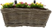 Van der Leeden Balkonmand - rotan gevlochten -41 x 22 x 15 cm - bloemen/planten mand - schuttingmand - hangmand - plantenpot - bloempot
