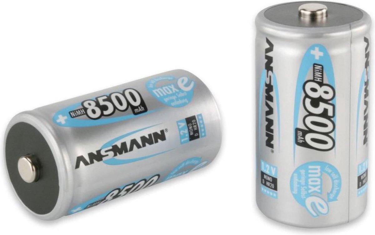 Ansmann MaxE Accu NiMH Mono 8500 mAh duits LR20 - D oplaadbare batterijen - 2 stuks