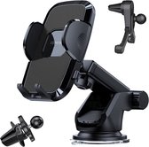ISHIVA® Telefoonhouders Auto 3 in 1 - GSM Houder Auto - Telefoonhouder Auto Ventilatie - Telefoonhouder Auto Zuignap - voor Raam, Dashboard en Ventilatie Luchtrooster - 2 jaar Garantie - Back to School