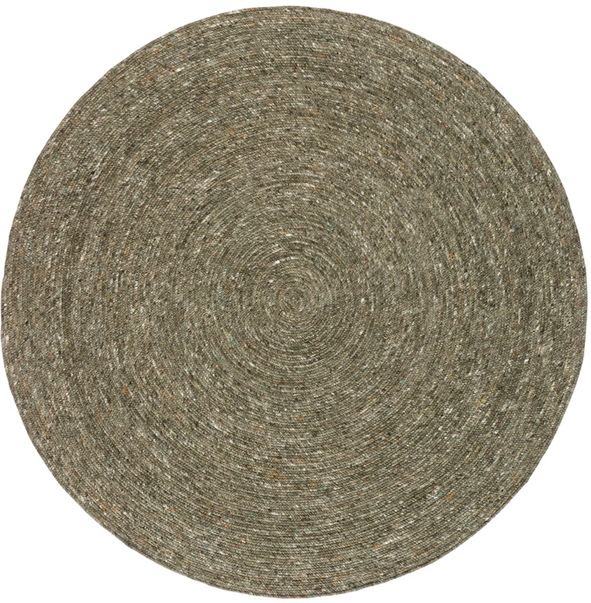 Lino Alba Green Handgeweven Rond Vloerkleed Ø 200cm - 100% Viltwol - 12mm dik - 2,8kg/m² - Luxueus Tapijt - Tapijt Woonkamer - Laagpolig vloerkleed - Tapijt Slaapkamer - Tapijt Eetkamer