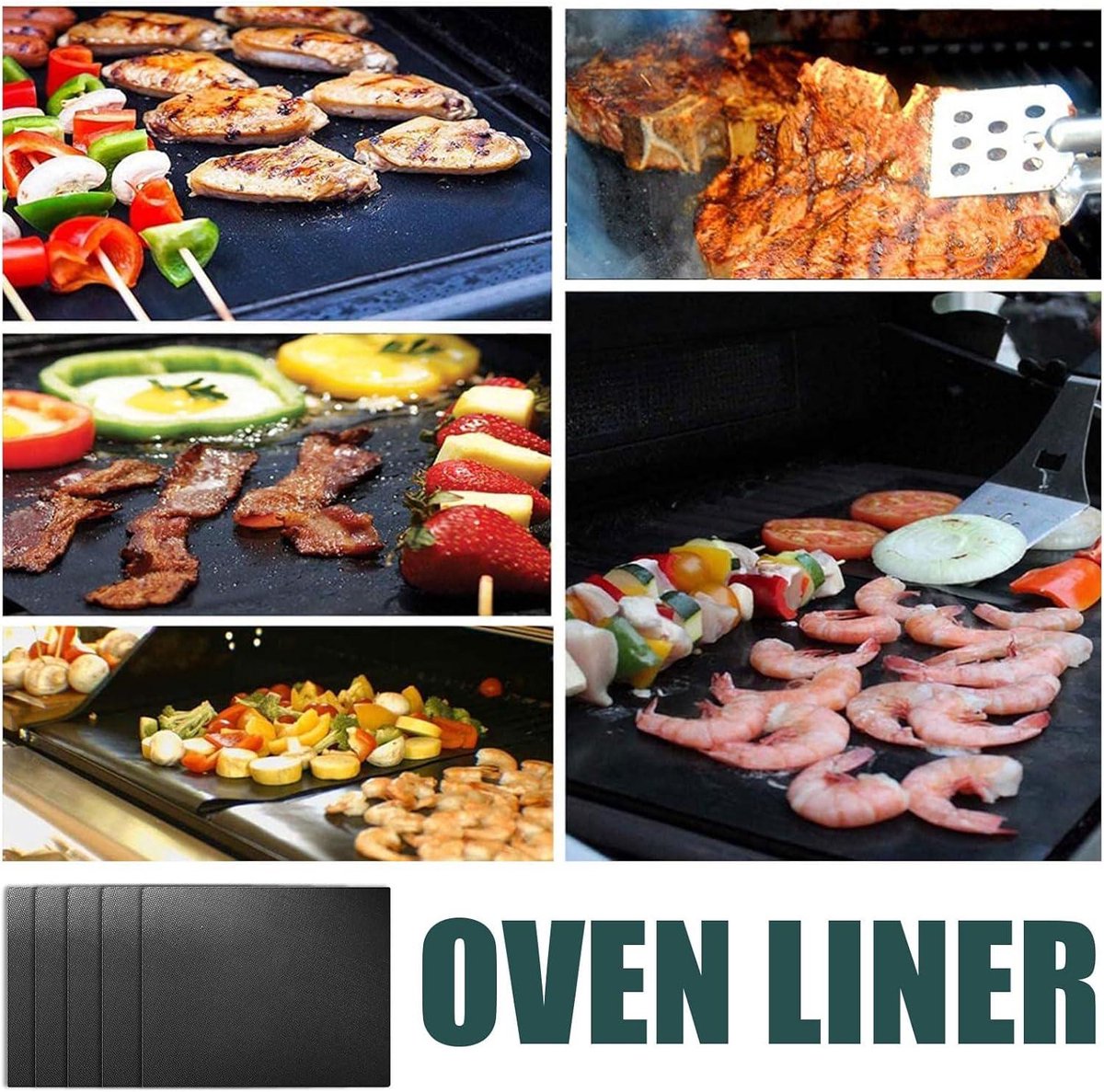 4 Tapis De Cuisson Barbecue Téflon Réutilisables - 40x33cm, Résistants à 260°C - Antiadhésifs Et Faciles à Nettoyer