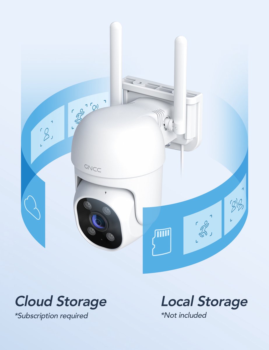 GNCC GK2C Bewakingscamera voor Buiten - 1080P IP-Camera's - Wifi Bluetooth en app - PTZ 360° - Waterdicht (IP66) - 2-Weg Audio - Wit – foto 7