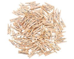 Mini wasknijpers - Duurzaam hout - 25 mm kleine houten wasknijpers - Fotoklemmen - Hobbyklemmen - 100 stuks