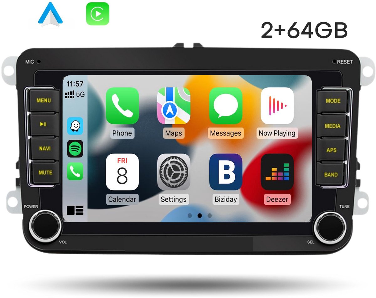 Boscer® Autoradio Android | Volkswagen, Skoda & Seat | Navigatiesysteem | 2GB Ram | 7' HD scherm | Achteruitrijcamera