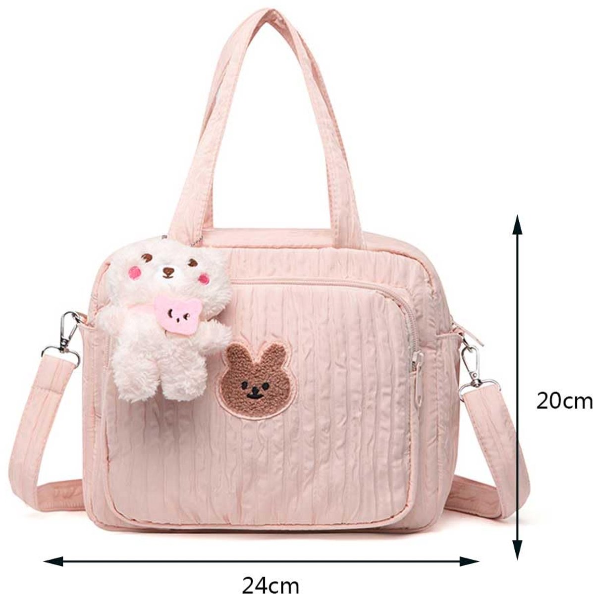 Luiertas Opbergmand - Draagbare Organizer - Baby Uitjes - Slim Ontworpen - 24 x 20 x 14 cm - Roze thumbnail 4