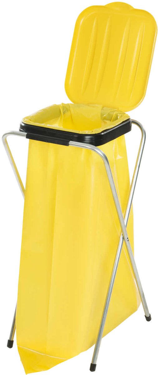 GSG24 - Standaard Serie Stojak - Gele Deksel - 120L - Plastic en Gegalvaniseerd Staal