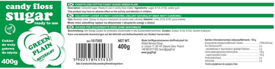 GSG24 - Suikerspin Suiker - Groene Kleur - Natuurlijke Smaak - 400g — afbeelding 2