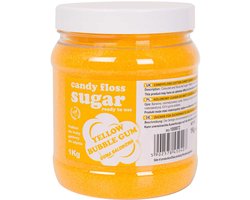 Gekleurde suikerspinsuiker geel met bubblegumsmaak, 1 kg
