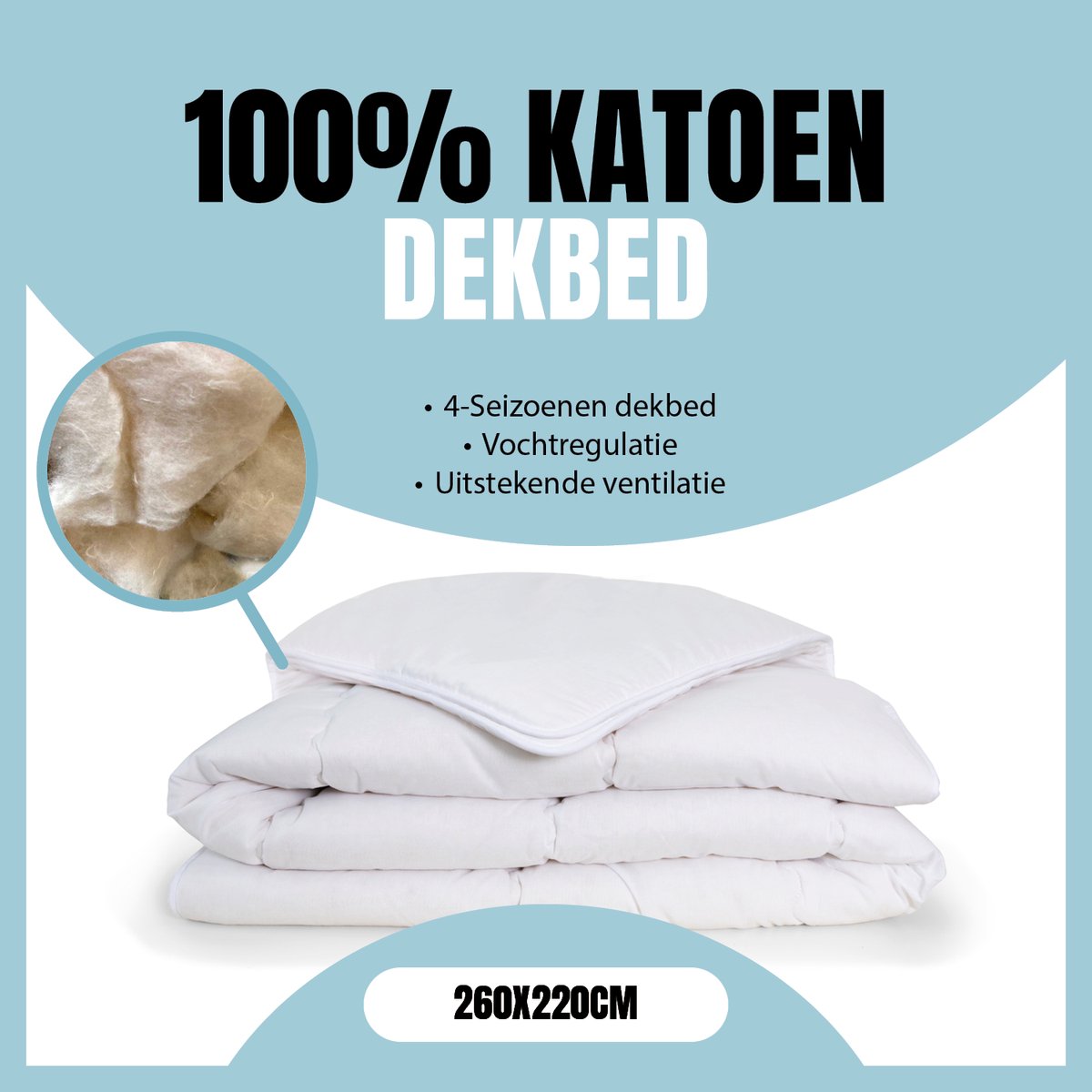 Eleganzzz 100% Katoen 4 Seizoenen Dekbed - 700gr/m2 - Dekbed 100% Katoen - Zomerdekbed & Winterdekbed - 4 Seizoenen Dekbed 260x220cm - Lits Jumeaux Extra Lang - Lits Jumeaux Extra Breed - Dekbedden