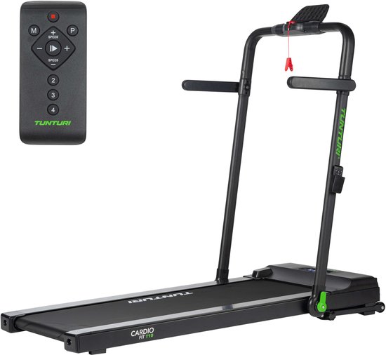 Tunturi Cardio Fit T10 Loopband - Wandelband inklapbaar - Ultra platte walking pad met bluetooth - Hardloopband met 7 trainingsprogramma's - 1.0 to 12 km/u - EU veiligheid gecertificeerd - Incl Gratis app