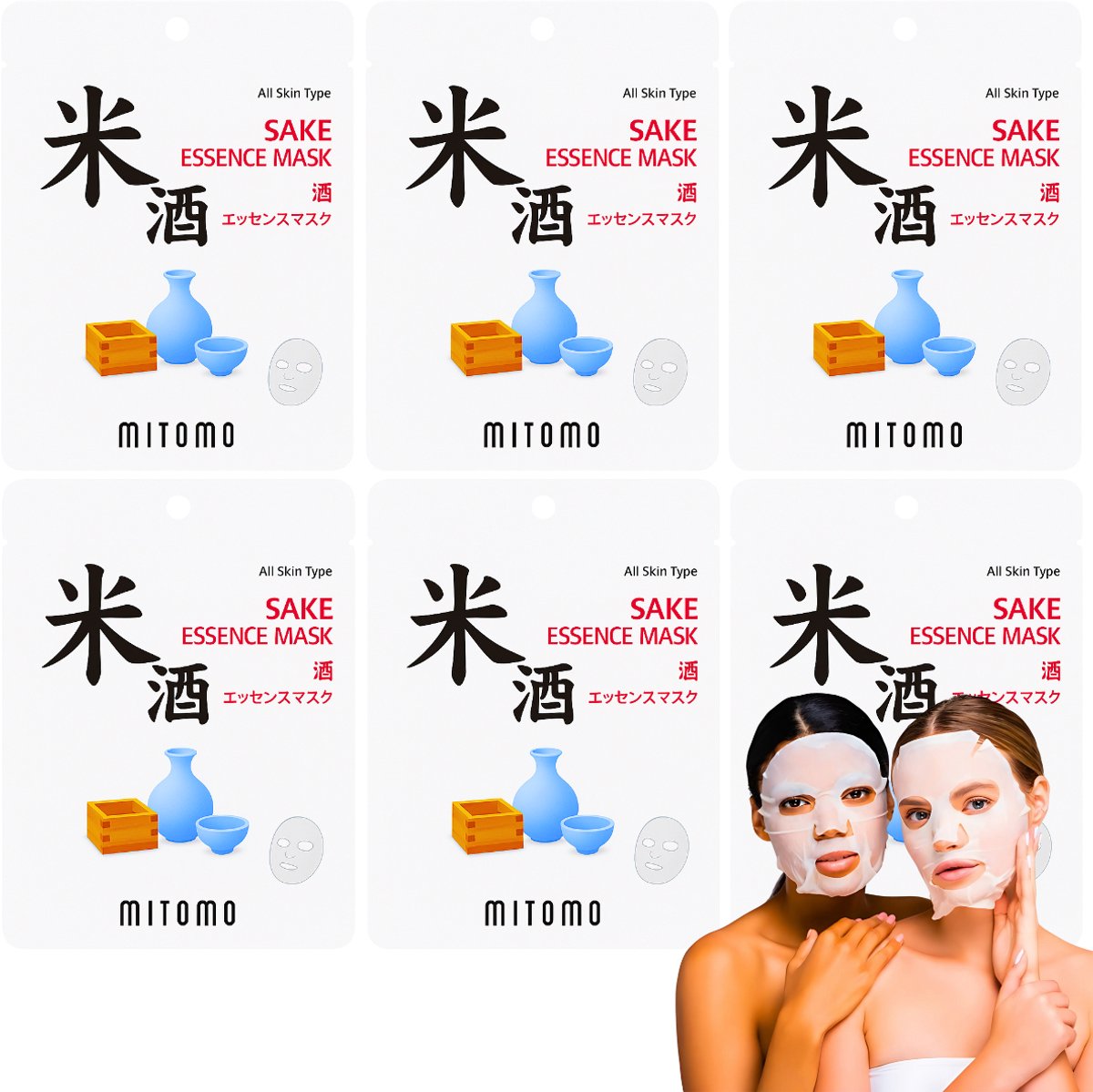 Goedkoopste MITOMO® Sake Gezichtsmasker - 6 Stuks - Anti Rimpel & Anti Aging Skin Care Masker - Sheet Mask - Skincare - Gezichtsverzorging