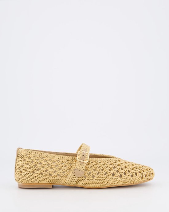 Gibaldi - Dames Raffia Ballerina Beige - Maat 40