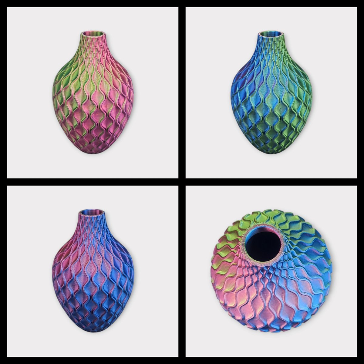 Vaas Smaragd- 3d print- unieke kleuren- trend- interieur - decoratie- groen paars blauw