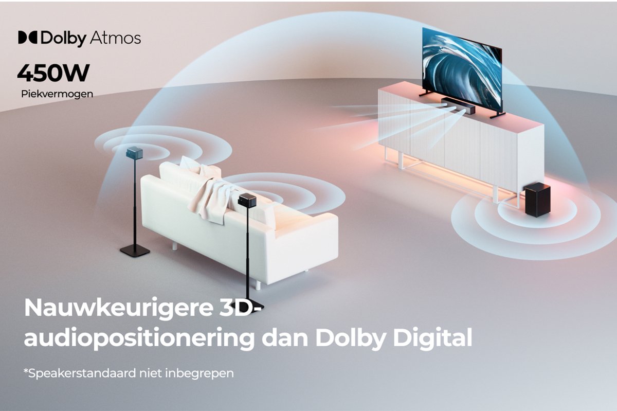 Afbeelding 3 van ULTIMEA 5.1-kanaals Home Cinema Soundbar met Dolby Atmos, 5,25" Draadloze Subwoofer, App Bediening, Zwart