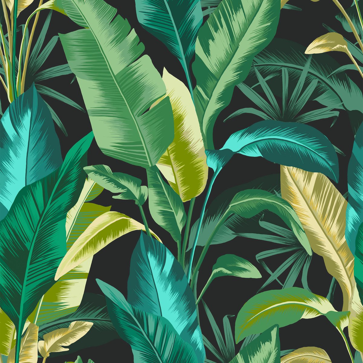 Envy vliesbehang Leaf It Out Midnight zwart/groen 10mx52cm