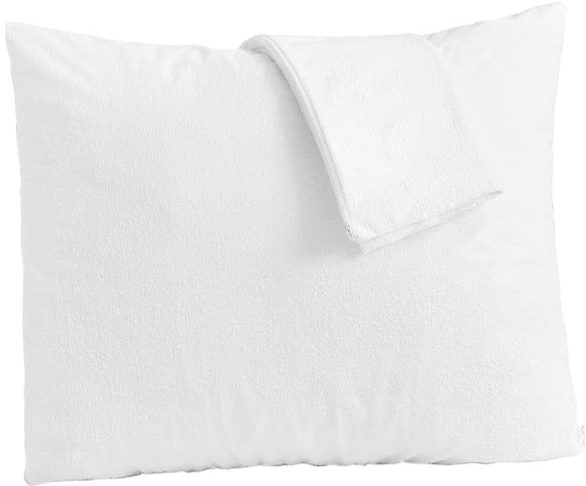Ibenzoa Set van 2 Luxe Waterdichte Katoenen Kussenslopen met Ritssluiting en Anti-Allergene Bescherming, Wit (80 x 80 cm)