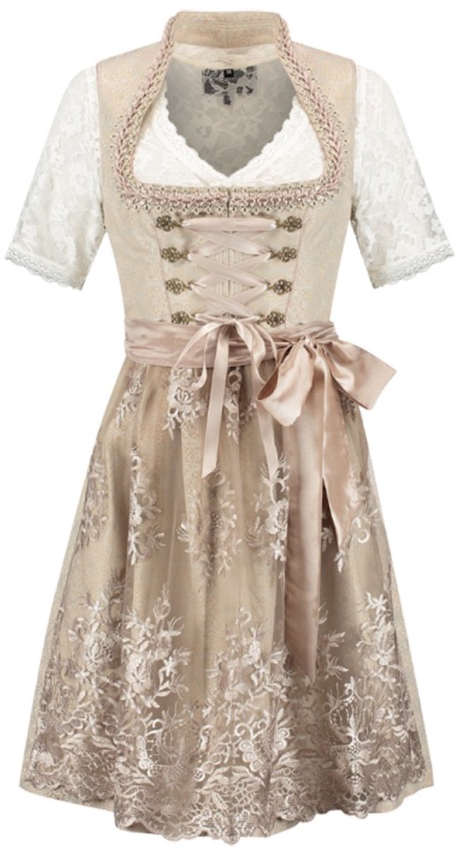 Oktoberfest Dirndl Deluxe Jacquard - Crème - Maat 36