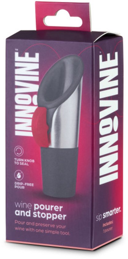 Innovine wijnschenker en stopper verpakking met afbeelding van het product.