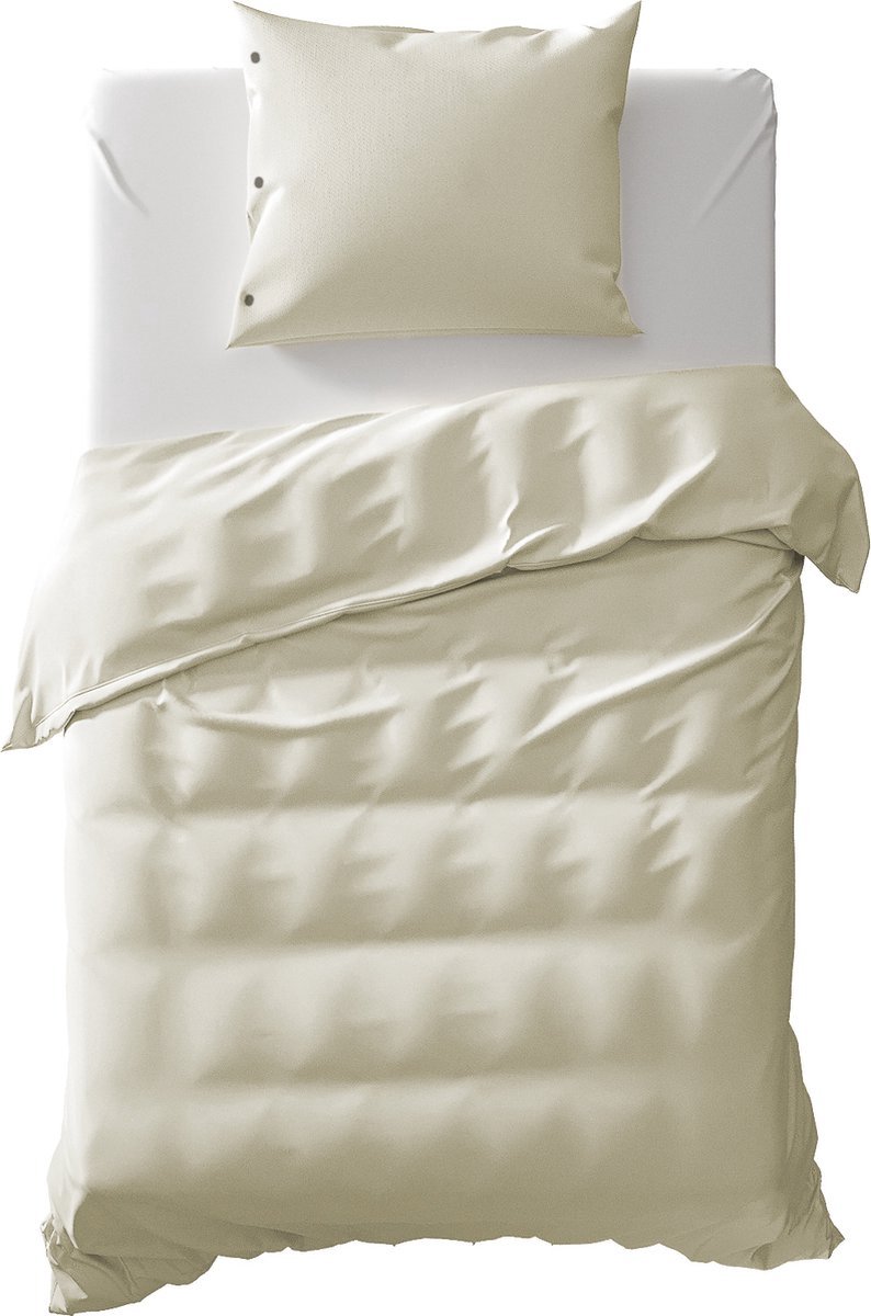 Yellow Percale Dekbedovertrek - Eenpersoons - 140x200/220 cm - Pristine Ivory
