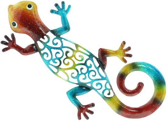 Metalen Muurdecoratie Gekko (S) Gele Stippen