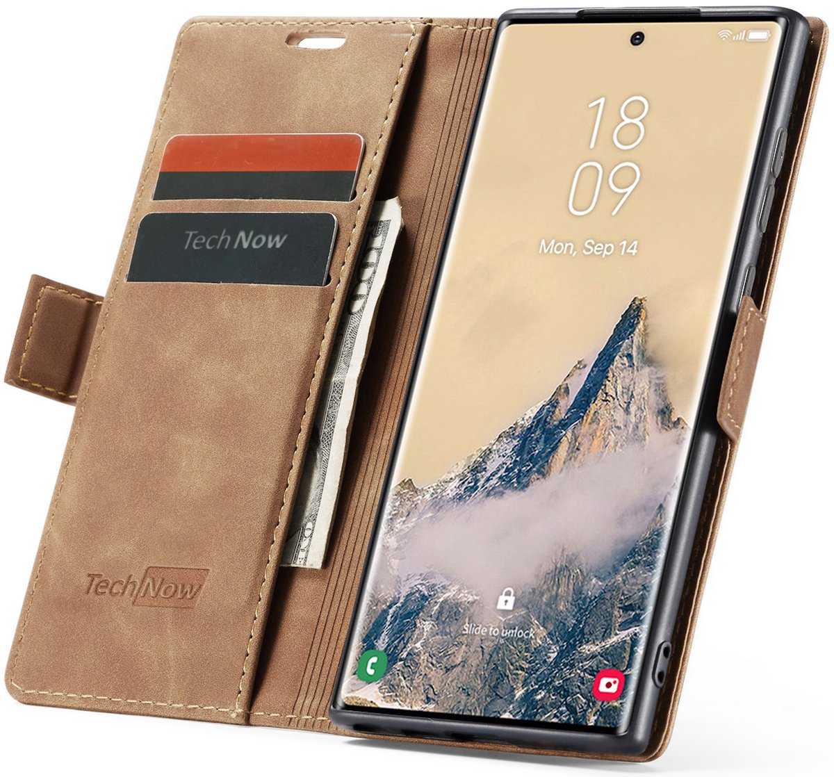 Hoesje geschikt voor Samsung Galaxy S25 Ultra - Book Case Leer Slimline Bruin