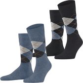 Burlington Everyday Argyle 2-Pack gedessineerd katoen sokken heren blauw - maat 40-46