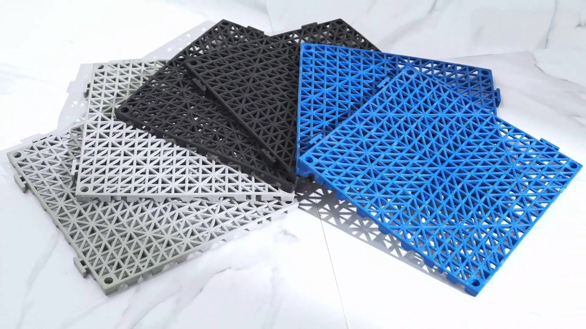 VEVOR Modulair in elkaar grijpend kussen, 50 stuks, 30 x 30 cm, splitsende drainagematten, zachte PVC in elkaar grijpende drainagevloertegels, antislip afvoergat voor toilet, badkamer, keuken, zwembad