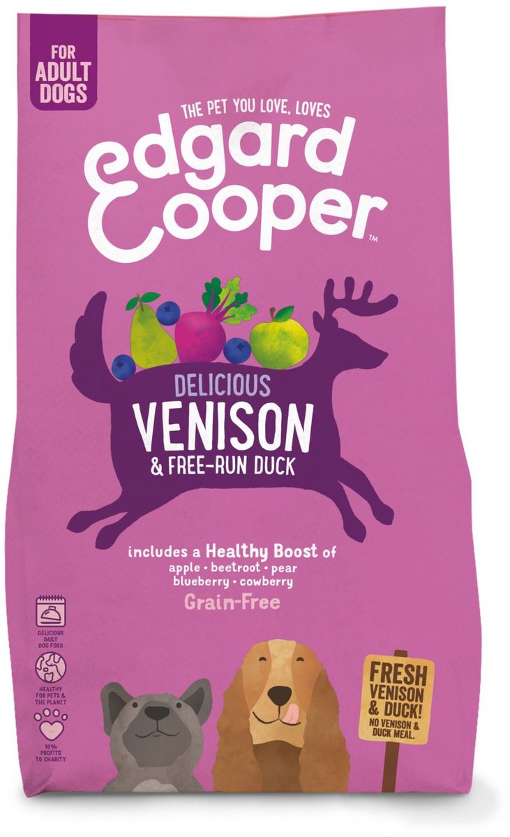 Bol.com Edgard & Cooper Delicious Venison Adult Hert&Eend&Appel - Hondenvoer - 2 x 2.5 kg Graanvrij aanbieding