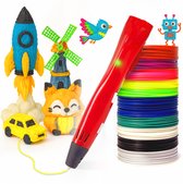 3D Pen Starterspakket XXL - 5x Sjablonen - 10x PLA Filament 1.75 mm - Tekenset - Speelgoed Jongens / Meisjes / Volwassenen - Knutselen - DIY - Hobby - Leren Tekenen - Stencils - Creatief - 3D Printer - 3D-Pennen Navullingen - Rood - 3D&Print