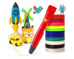 3D&Print 3D Pen Starterspakket XXL - 5x Sjablonen - 10x PLA Filament 1.75 mm - Tekenset - Educatief Speelgoed - Leren Tekenen - DIY Knutselen - 3D Printer - Cadeau voor Jongens en Meisjes - 3D-Pennen Navullingen - Rood