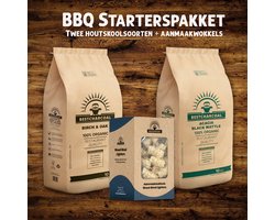 Bestcharcoal Starterspakket – 2x Restaurant Houtskool + Aanmaakwokkels | Direct Grillen | Geschikt voor Kamado's