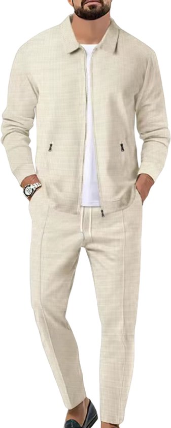 Set d'été de créateur pour homme - Gilet et pantalon - Costume d'intérieur - Chemise - Mode - Polo - Daim - Wit