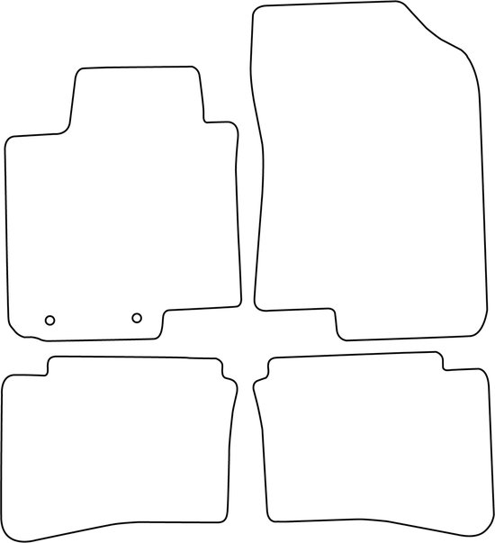 Outline schets van vier Hyundai i20 automatten in verschillende vormen.
