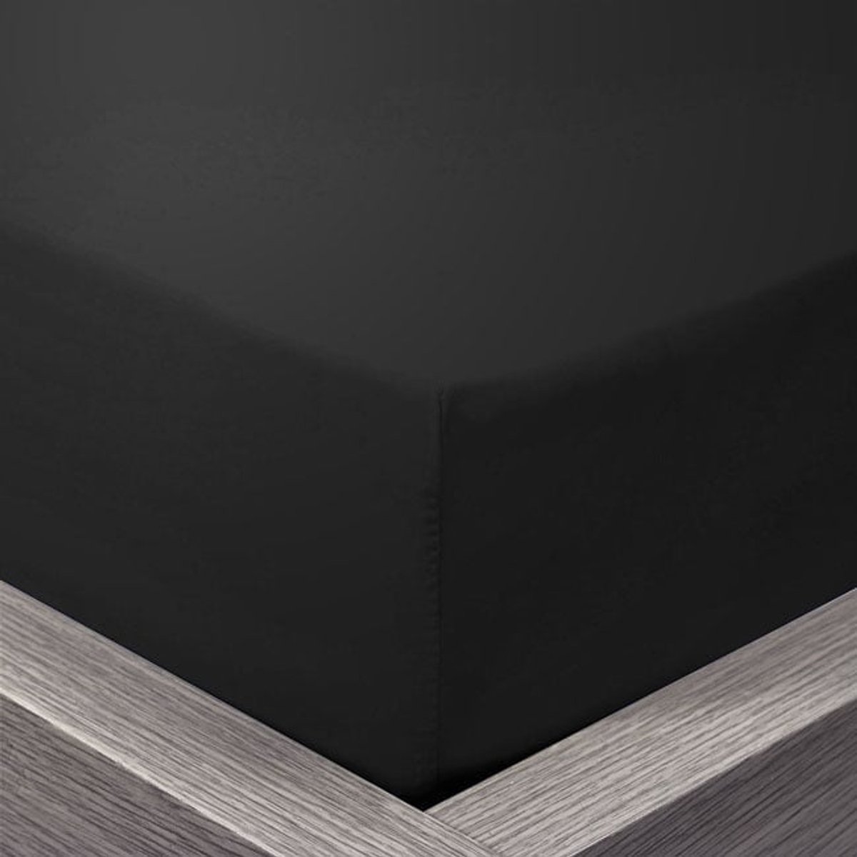 Beau Maison - Hoeslaken 100% Hoogwaardig Katoen - Zwart - 180x200 + 35cm