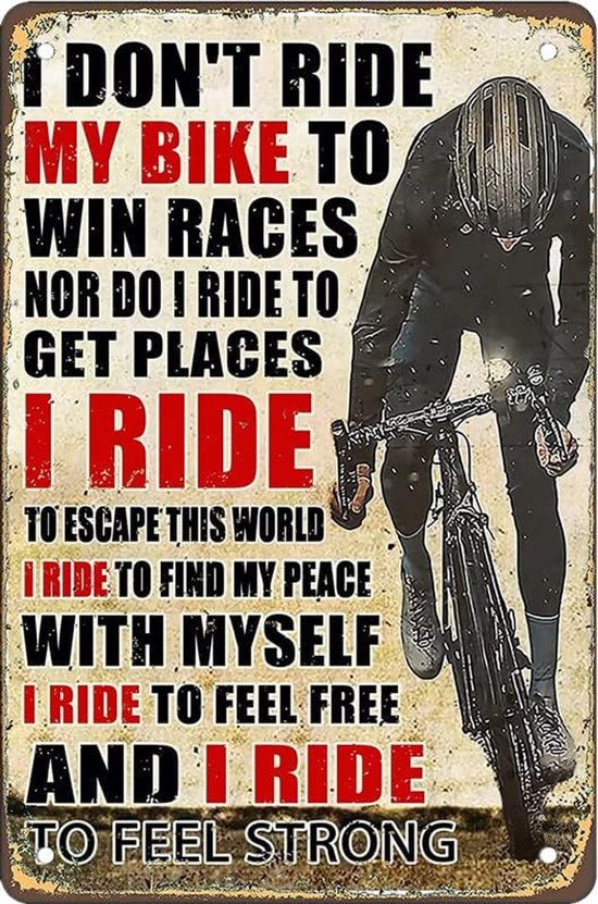 Wandbord – I ride my bike - Wielrennen - Retro - Wanddecoratie – Reclame bord – Restaurant – Kroeg - Bar – Cafe - Horeca – Metal Sign – 20x30cm