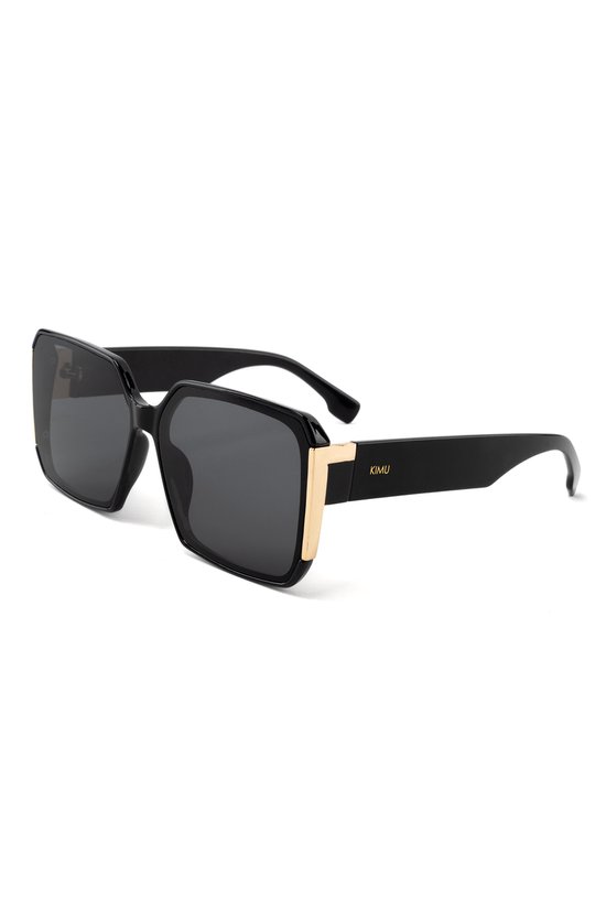 Lunettes de soleil Groot KIMU - Monture Zwart en plastique Goud - Verres noirs - Lunettes de soleil modernes couleur or rétro hommes femmes Festival