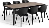 Keter Porto Diningset - Signature Porto Tafel en 6 Noa Tuinstoelen - Ashwood/Zwart
